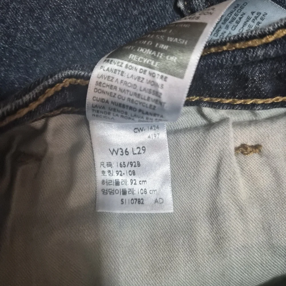 ​Signature Levi Strauss Mens Relaxed Fit Dark Wash Jeans 36x27 Hemmed
